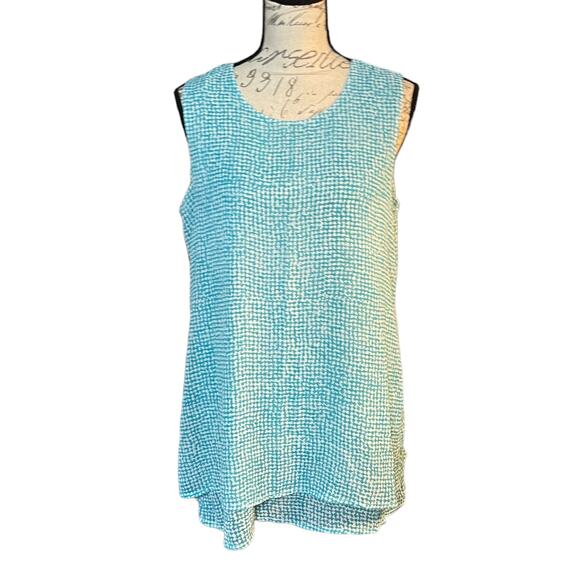 Fever NEW Sleeveless Layered Aqua Speckle Shirt Size Medium - Picture 1 of 4
